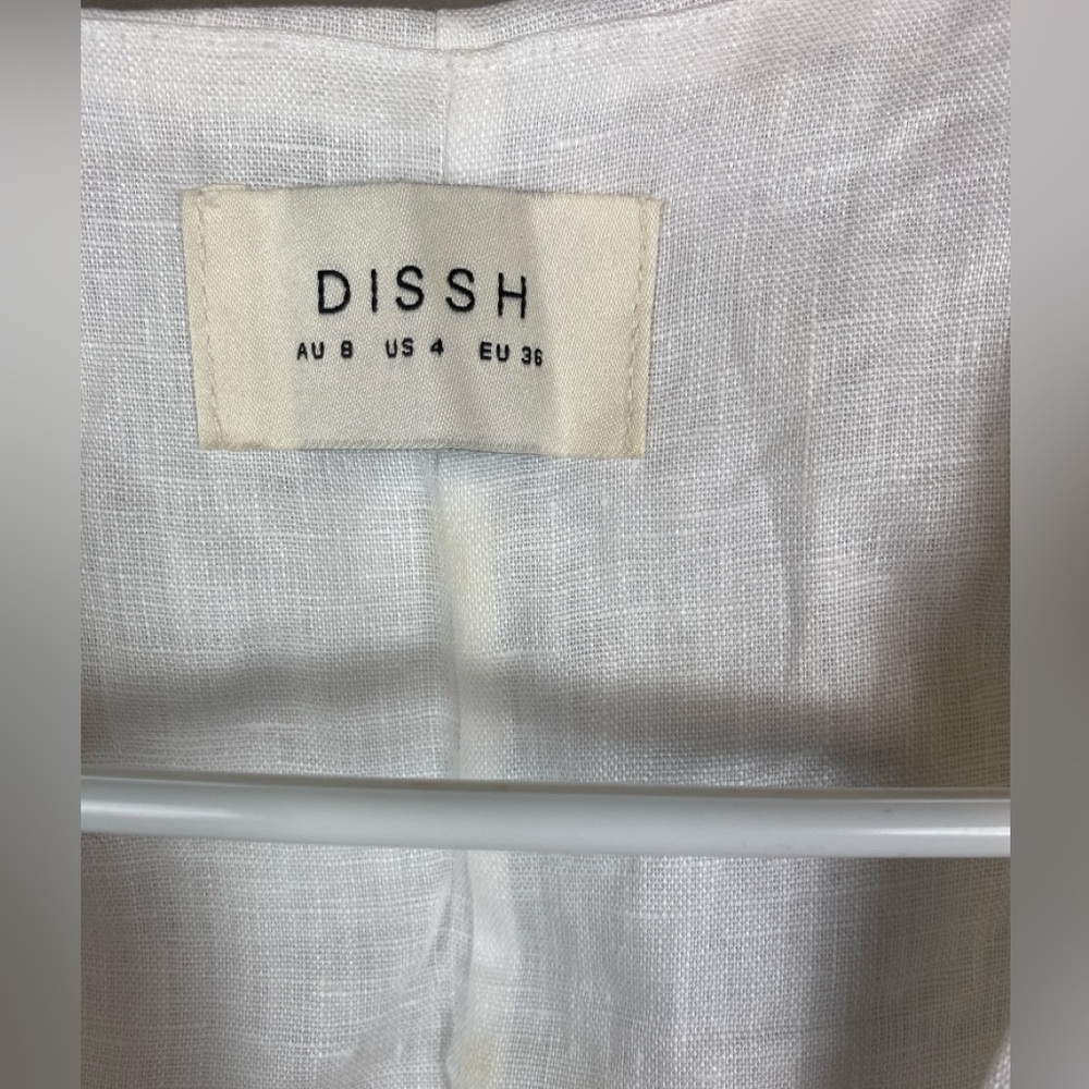 DISSH Classic White Linen Vest Size 4 | Tailored Minimalist Sleeveless Top - Picture 3 of 4